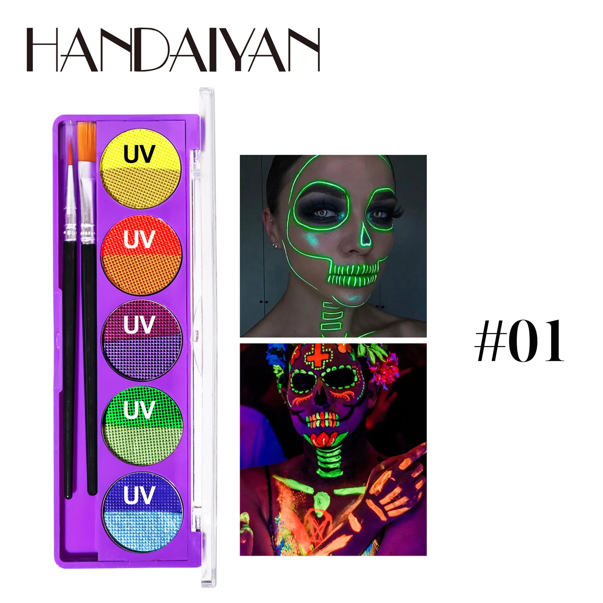 Handaiyan Organic Water Based Pigment Makeup Party Uv Water-Soluble Body Painting Eye Shadow Painting Plate Festival Eye Makeup
