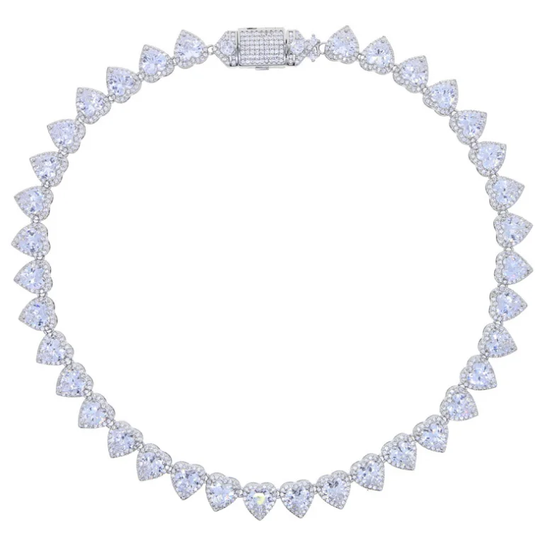 Foxi оптовая продажа бижутерия со льдом 18 карат позолоченное серебром циркон Бриллиантовое сердце ожерелье