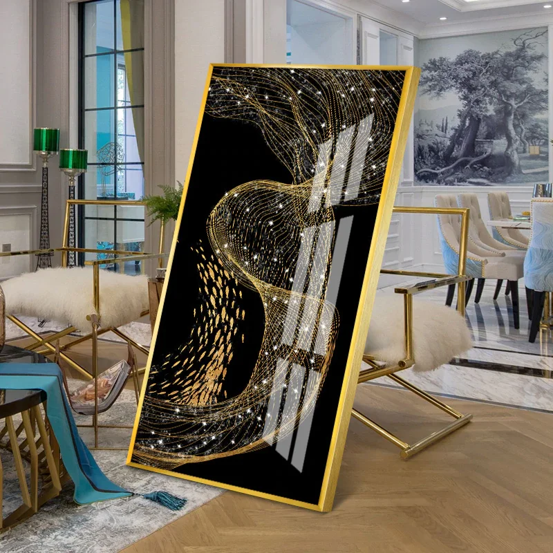  Stars Golden line Paintings 5D Crystal Porcelain Painting fish Diamond inlay Living room High-grade Home