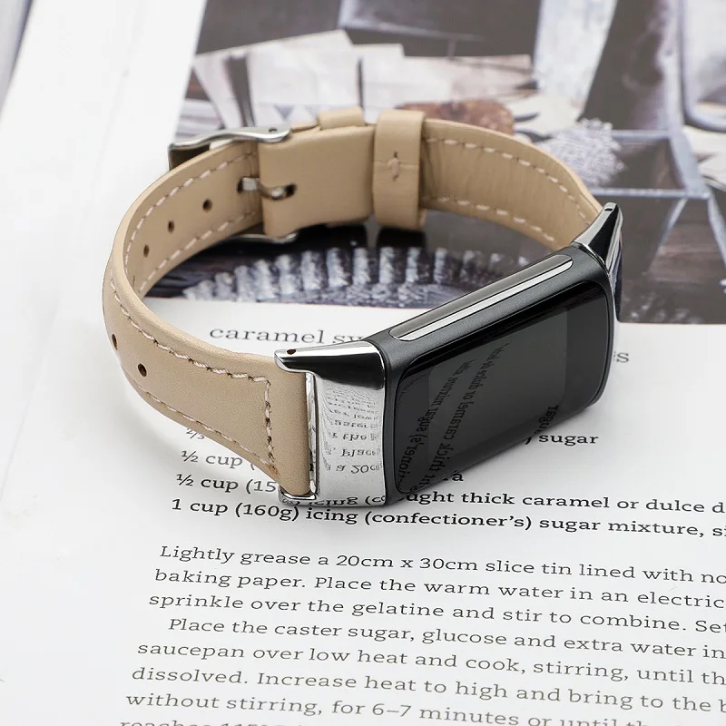 Сменный ремешок для смарт-браслета Fitbit Charge 5 тонкий часов из натуральной кожи с цветочным принтом