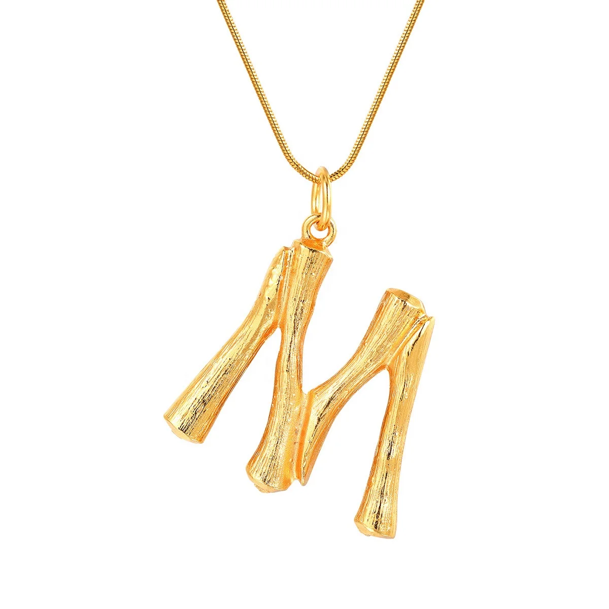 Fashion White /Black Gold Plated Bamboo Letter M N O P Q R Necklace Jewelry
