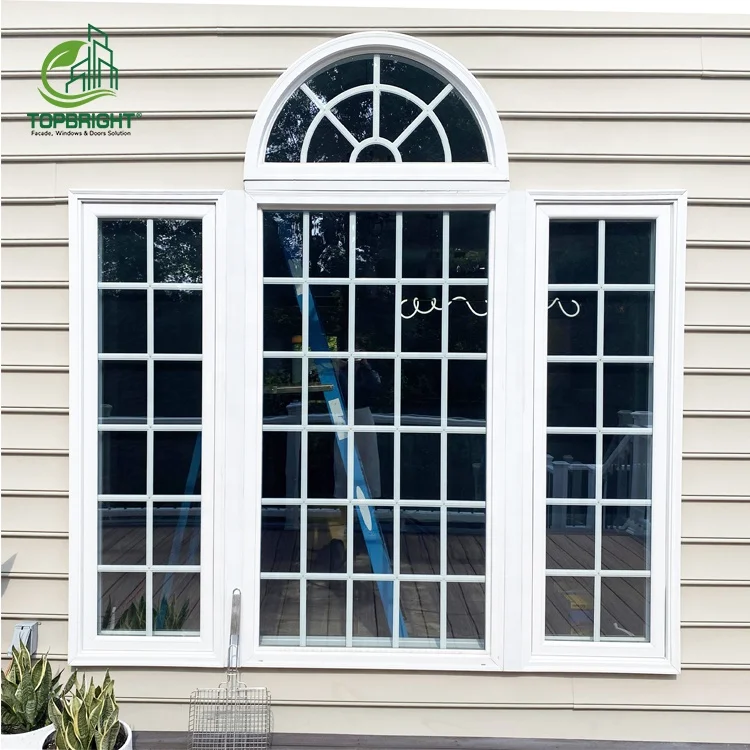 Topbright half round impact resistant crank windows security mosquito net aluminum casement window