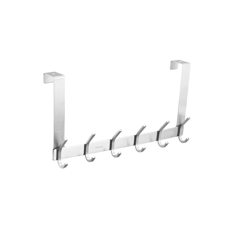 Coat Hooks Rack Over Door 6-Hook Storage with Multifunction Iron 304 Stainless Steel Holder for Home Decoration