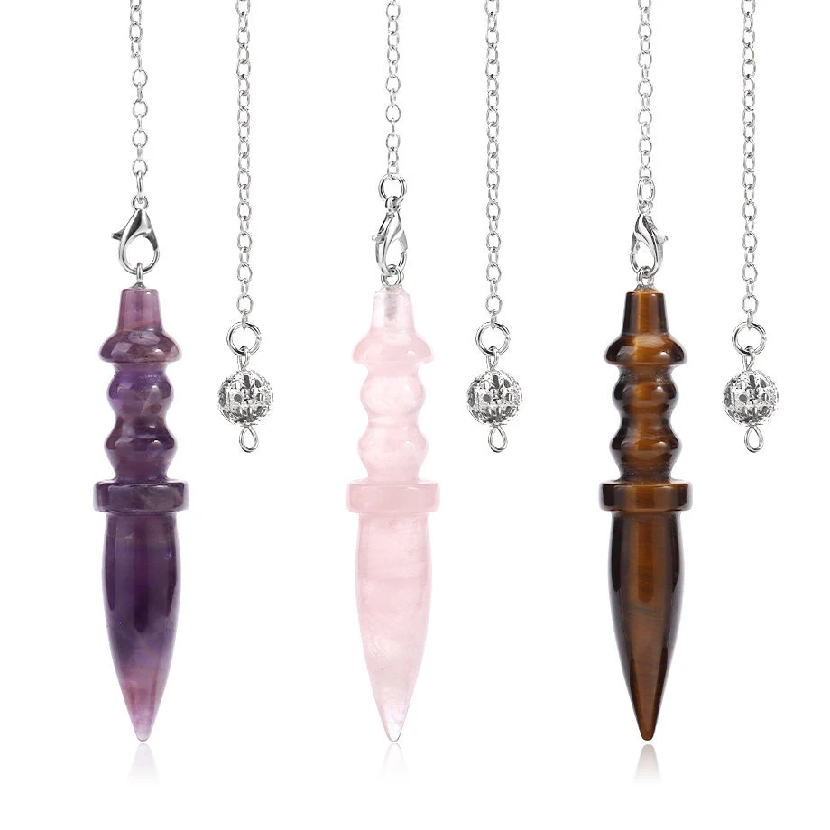 Hot Natural Stone Point Pendant Egyptian Crystal Quartz Pendulums for Divination Dowsing Spiritural Meditation Pendulos PD023
