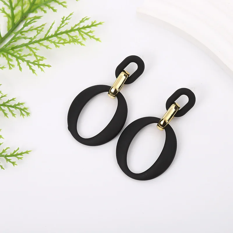 70s 80s Fashion Resin Statement Oval Drop Earrings Candy Color Acrylic Geometric Earrings For Women Girls
