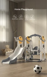 3 in 1 Toddler Plastic Climber and Swing Set Baby Slide Play Set with Basket to Play Basketball