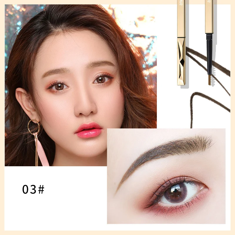 Wholesale Double Head Professional Makeup Eyebrow Painting Waterproof Black Fill Fluff Eyebrow Pomade Pencil Brush