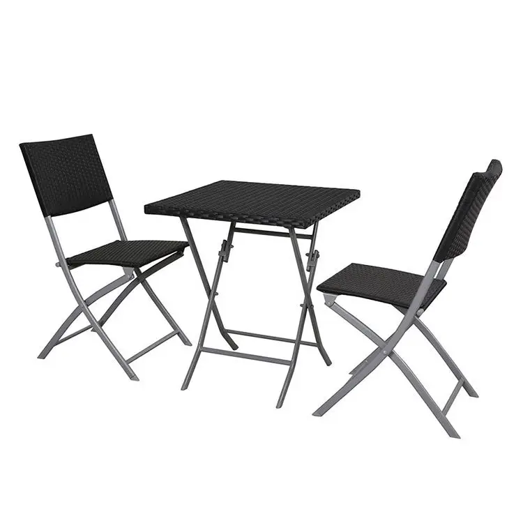 Portable Outdoor Garden furniture balcony folding table rattan chair folding bistro set