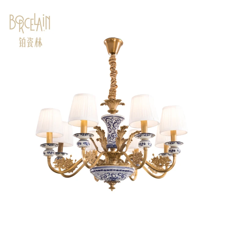 Large Bedroom Modern Blue And White Pendant Lights Living room hotel luxury ceramic chandelier