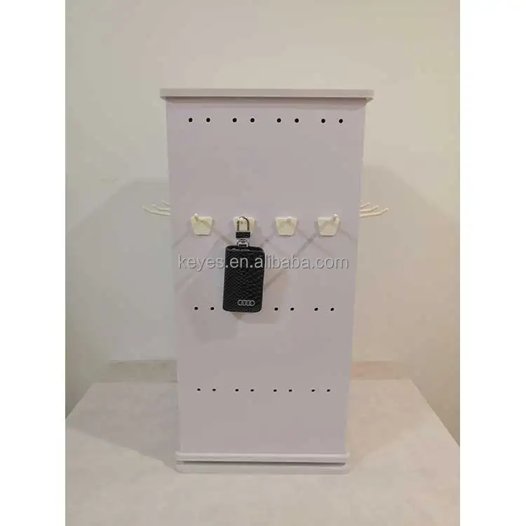 Customized Rotating Jewelry Display Stand Countertop 4 Sided Hanging Keychains PVC Display Rack With Hook