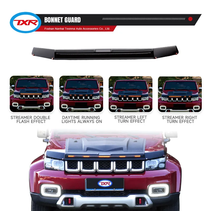 Auto Exterior Accessories Streamer Light Bonnet Guard Hood Scoop Cover Rear Spoiler for Beijing BJ40 L C PLUS 2020-
