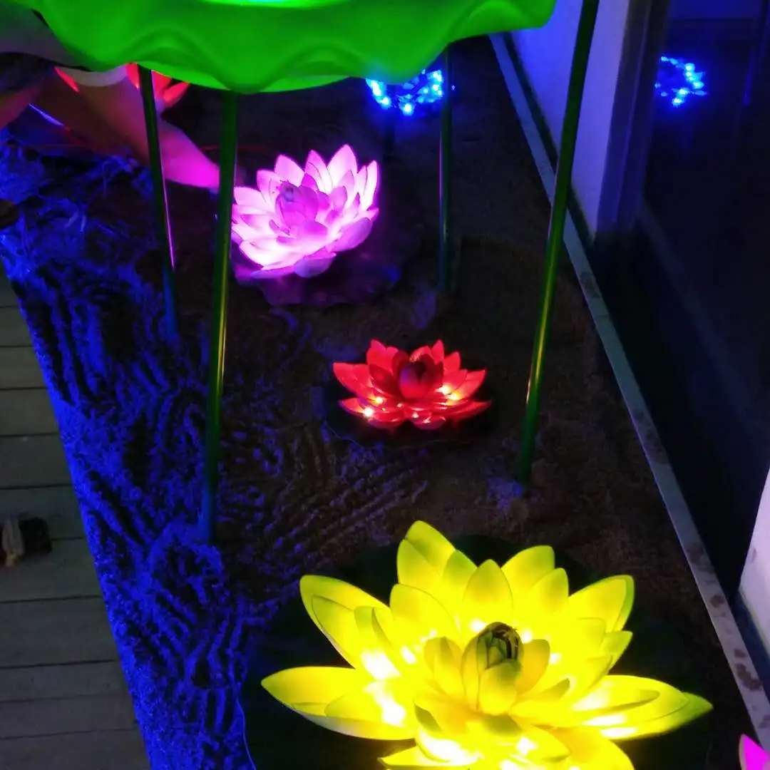 Floating Pool Lights Lotus Flower Lantern Artificial Foam LED Lamp Lifelike Pond Decoration