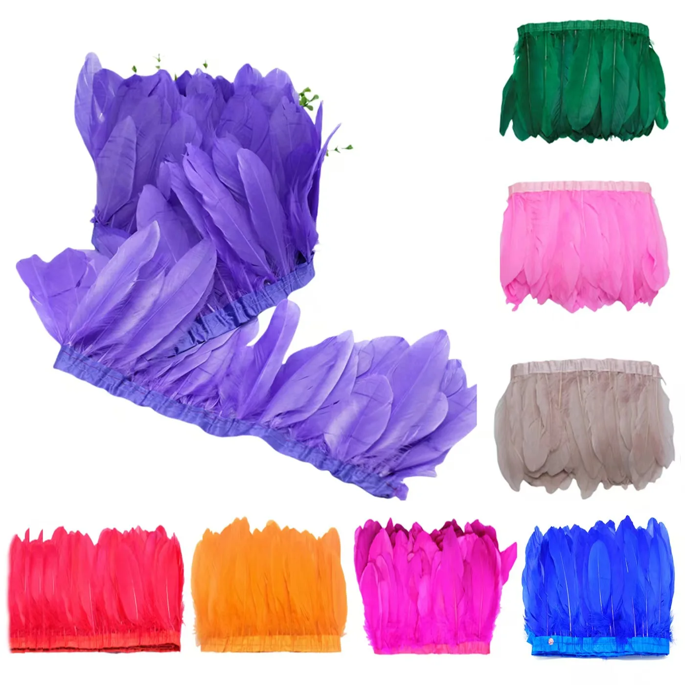 Selling Fashionable plumage fringe trim wholesale White Goose Feather Trimming