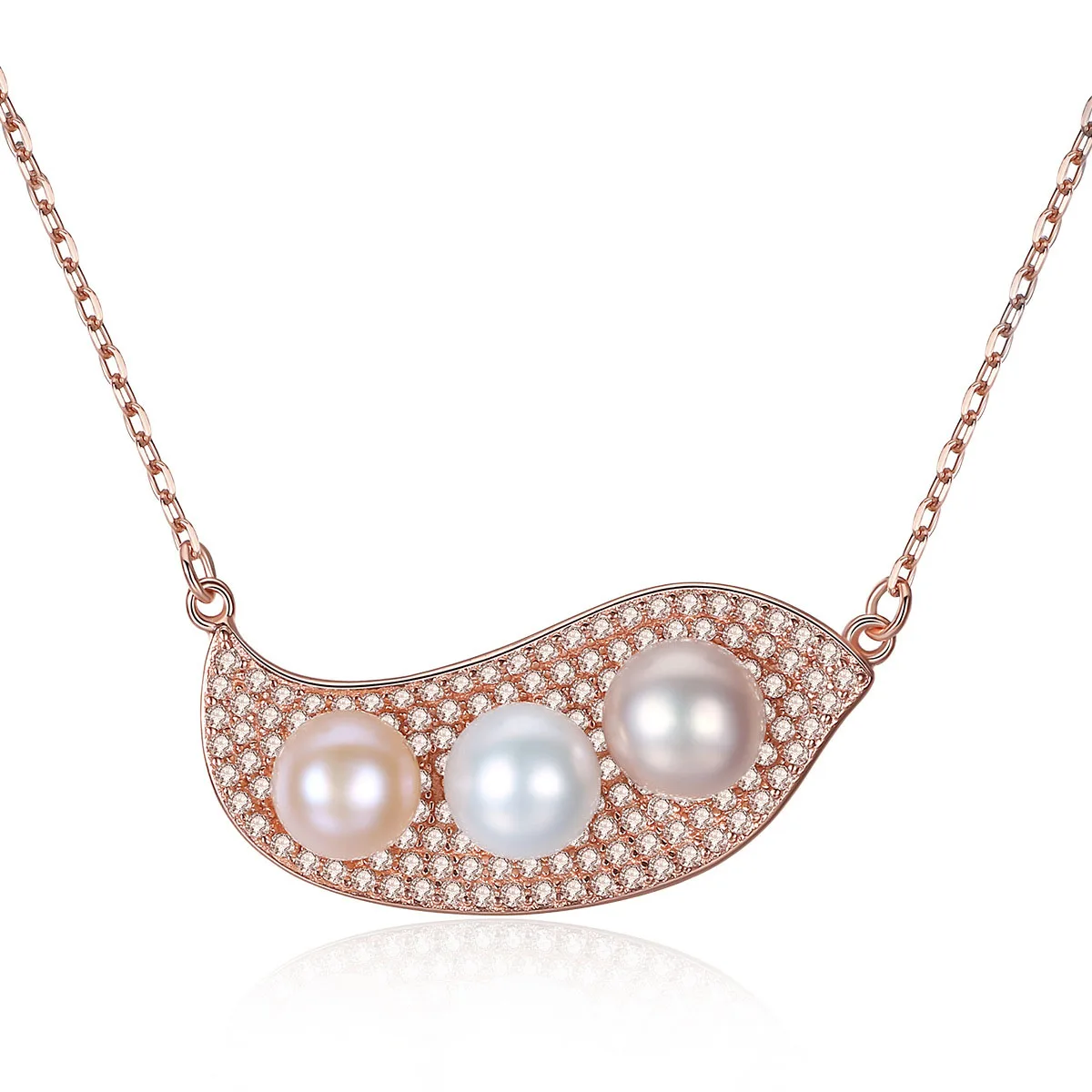 High Quality 925 Sterling Silver 3A Zircon Cardamom White Pink Purple Freshwater Pearl Necklace