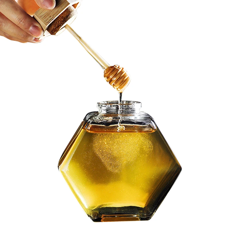 100ml Home Kitchen Food Storage Containers hexagonal thickened Lids jam sealed bottle customizable honey bottles glass honey jar