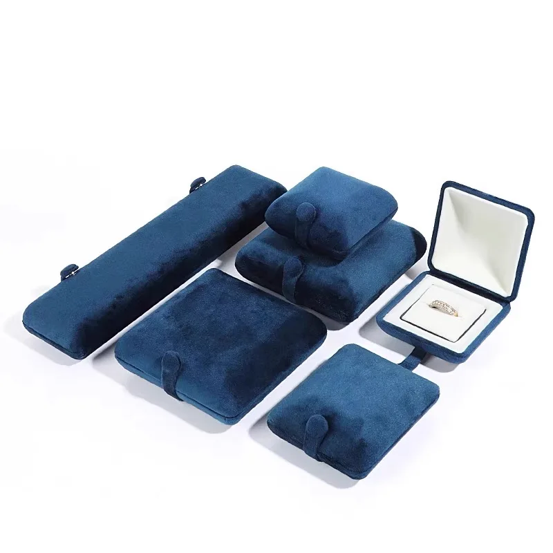 Jinsky NEW Arrivals  Custom Logo Jewelry Packaging Box Luxury Jewelry Box Navy Blue Jewelry Ring Pendant Bangle Box