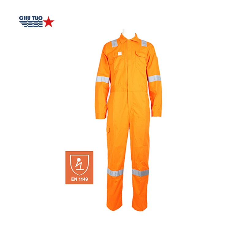 work uniform construction clothes safety antistatic coverall orange reflective stripe marine working workwear