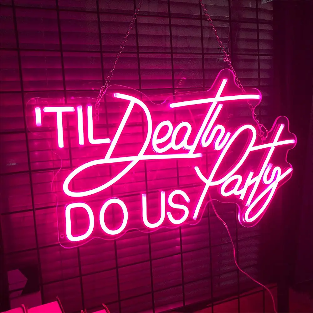 Sign Decor Led Light Wall Flex Vibe Lights Letters For Girls Home Bedroom Custom 12V Lamp Words Til Death Do Us Party Neon Signs