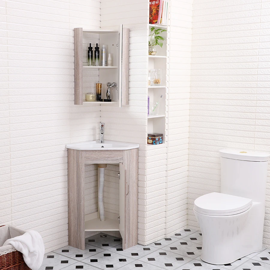 New Free Standing Pvc Corner Bathroom Cabinet with