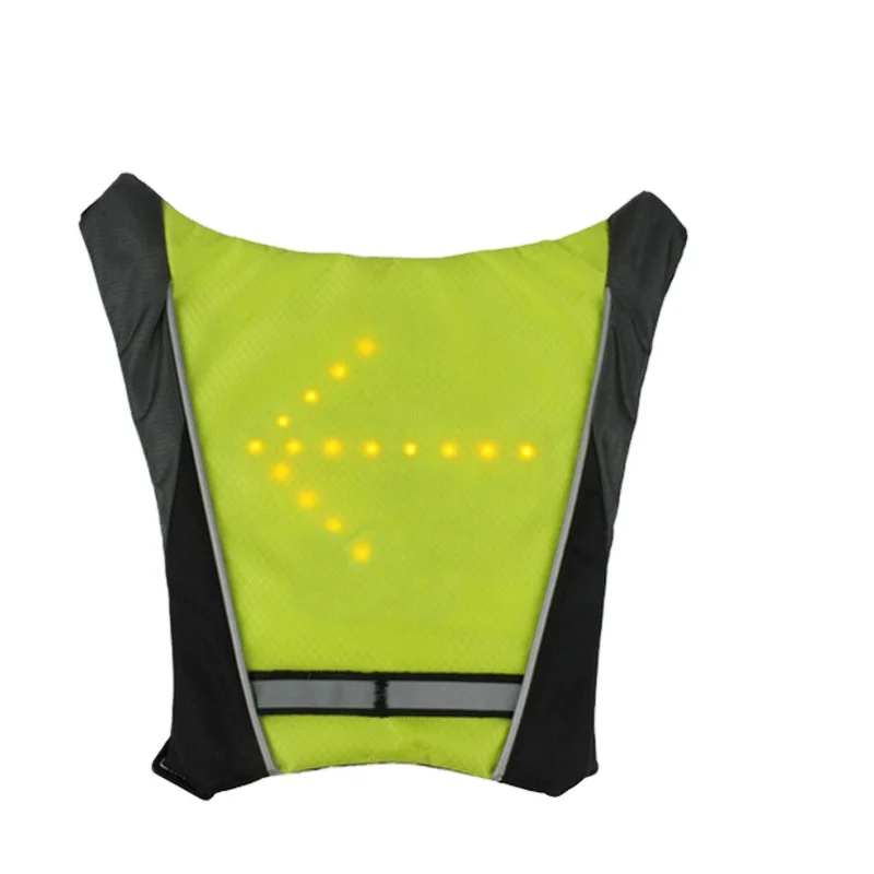 Trendy Turn Signal Light Reflective Wireless Control Water Resistant Night Safety Cycling Bike Outdoor Detachable LED Vest Pack