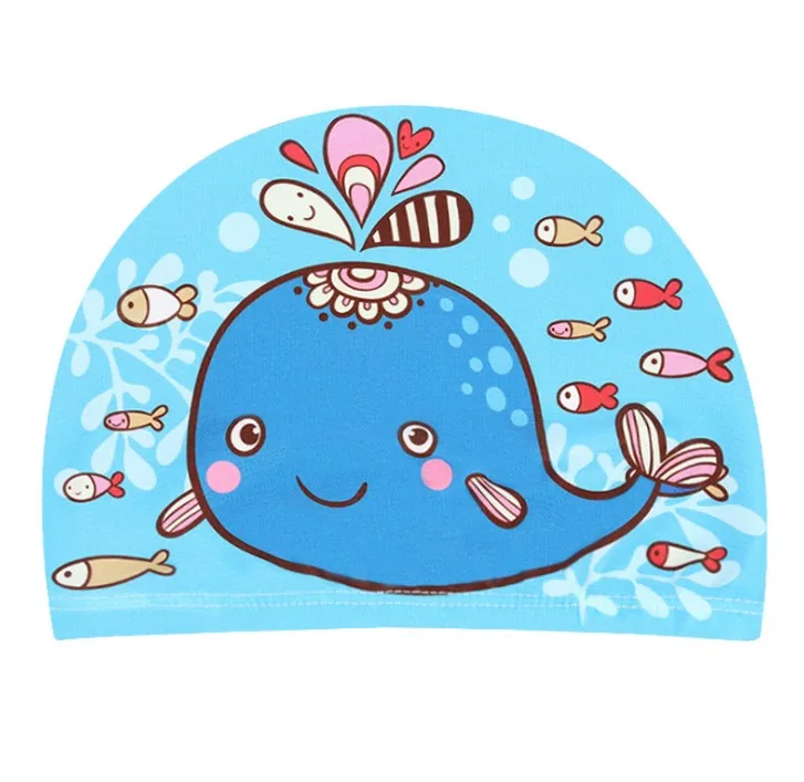 Детская шапка для плавания, милая мультяшная универсальная детская Удобная шапка для мальчиков и девочек из ткани для плавания с принтом m61003