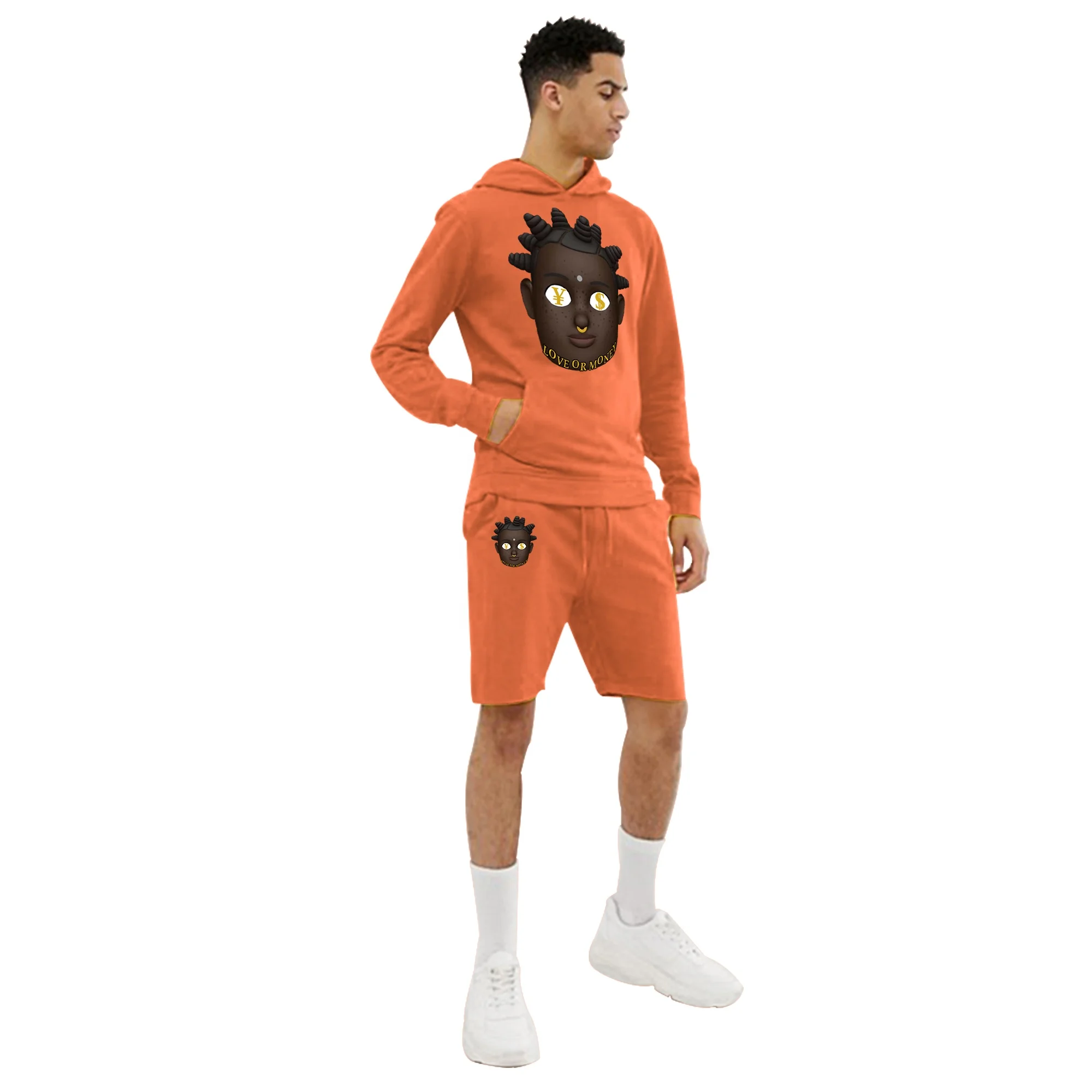 logo clothing vendor men Custom jersey hoodie and sweat shorts tracksuits for men cotton hoodies for adults sweat set with