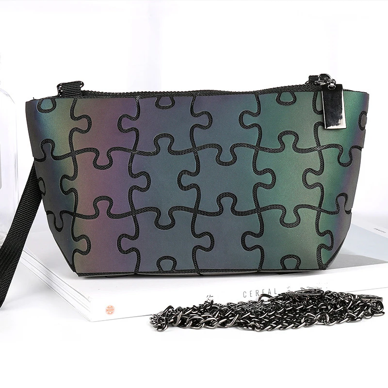 high light brand Japan luminous fashion women shoulder bags geometry female large capacity chameleon reflective ladies handbags