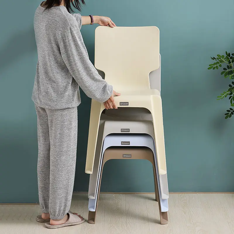 Plastic modern minimalist dinner chair  Nordic thickened dining chair leisure creative adult backrest chair