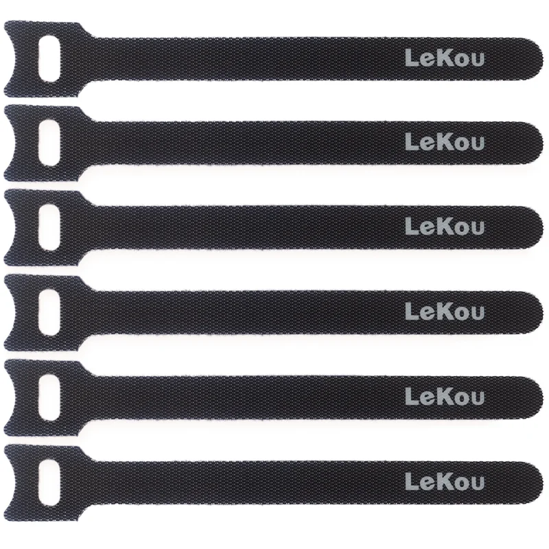6 Inches Black Reusable Hook Loop Cable Ties Adjustable Cord Straps Cable Organizer Self Gripping Hook Loop Cable Tie Management
