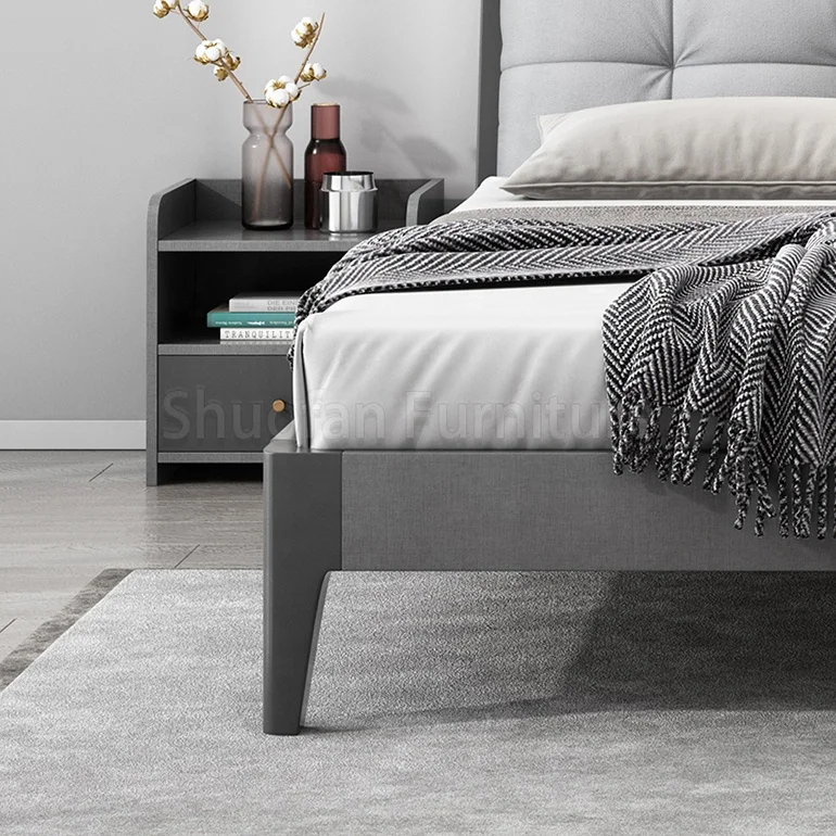 
Luxury furniture sold wood bed and mattress set bed frame queen with closet and bedside table 