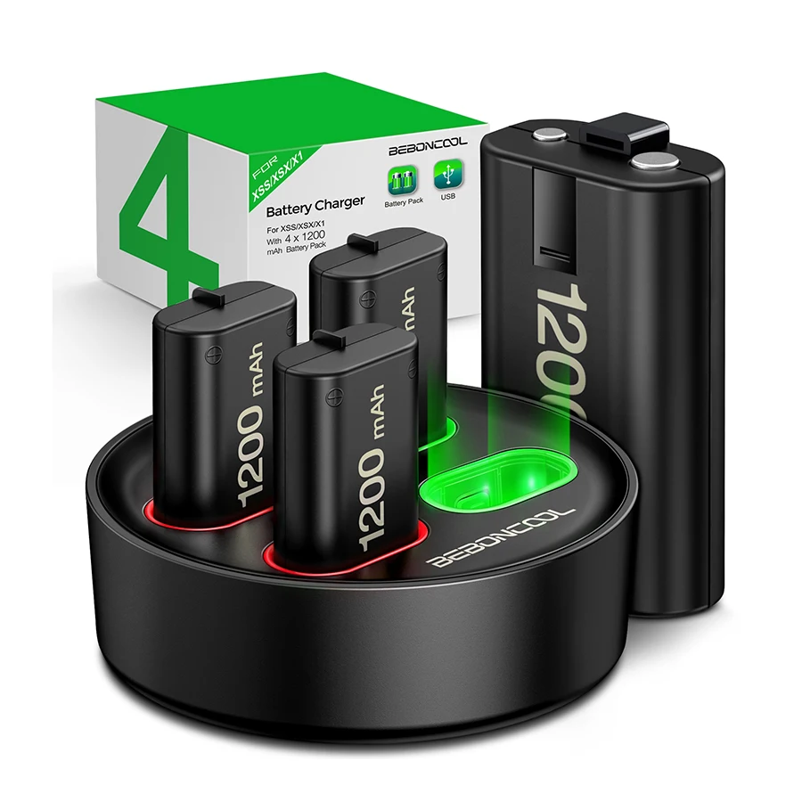 BEBONCOOL 4X1200 mAh for Xbox Series Wireless Gamepads Rechargeable Battery Pack for Xbox One/Xbox One X/Xbox One S Controller