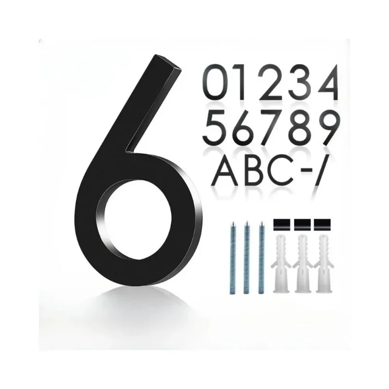 Оптовая продажа Заказные поделки арабские цифры глянцевые номера дома 3D плавающие черные адресные Номера для стен двери садовый почтовый ящик