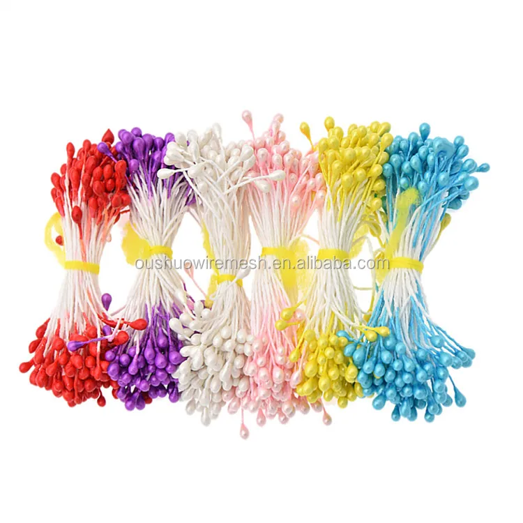 Double heads colorful floral stamen pistil for floristry handmade flower making