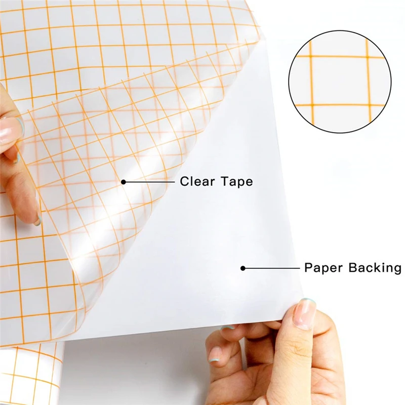 Amazon Hot Sale 12 x 5 FT Clear Vinyl Transfer Paper Tape Roll w/Alignment Grid Application Tape for Silhouette Cameo,TOYS0876
