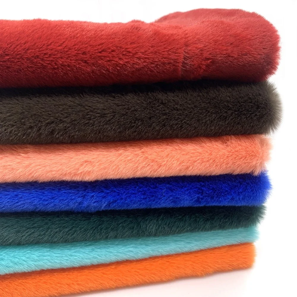 Artificial fur rabbit hair fabric 10mm polyester non elastic plush fabric