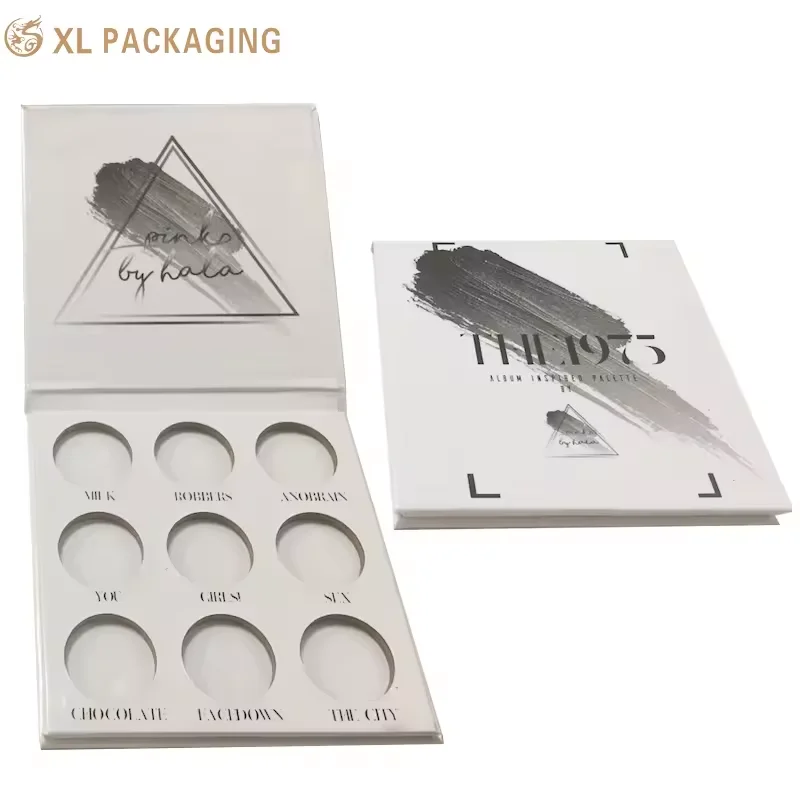 Custom Logo Fashion Magnet Paperboard Eye Shadow Palette Make Up Paper Packaging Box With Mirror