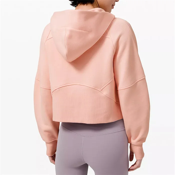 hot sale custom logo cotton crop hoodies women clothing women streetwear casual hoodies with half zip women gym hoodies