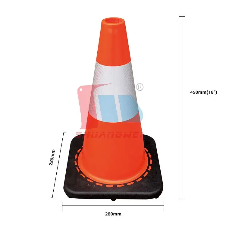 UV Resistant High Reflection Parking Lot Driveway 450mm PVCTraffic Safety Road Warning Plastic Cone With Reflective Films