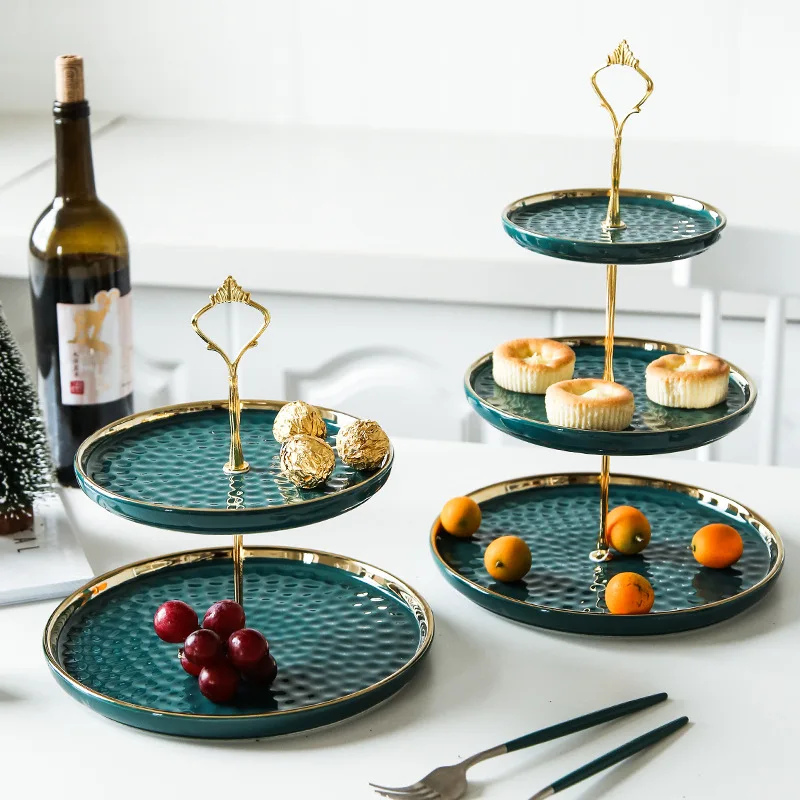 3 tier colorful ceramic plate dessert plates for wedding 2 level party plate