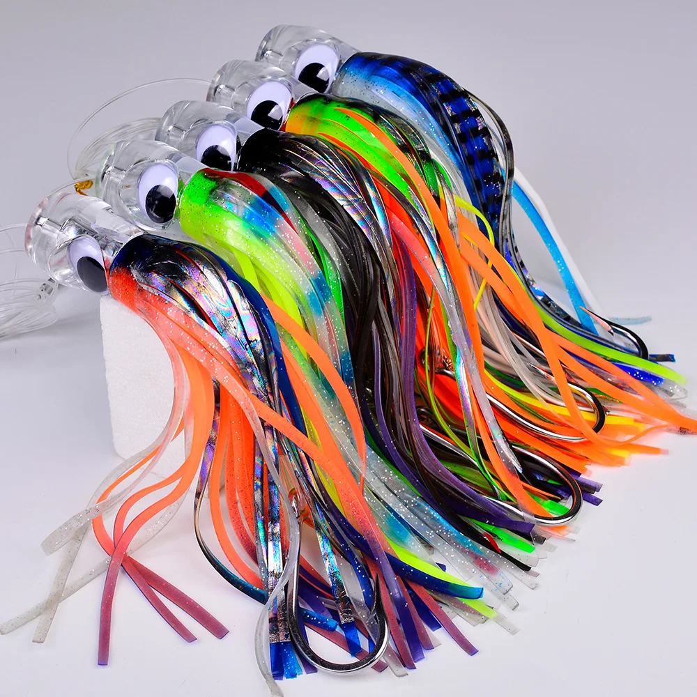 Wholesale 6.5 inch 9 inch Squid Skirt Bait Fishing octopus trolling Lure tuna chugger bait for sea fishing
