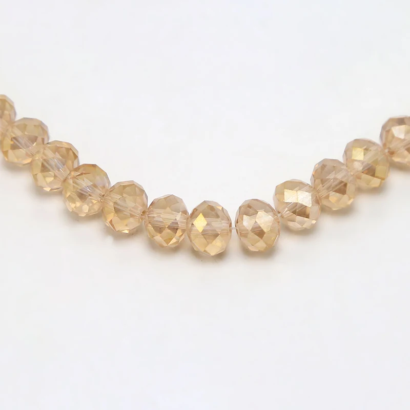 6x8mm Glass Beads Champagne with AB Iris Faceted Rondelle Beads for  DIY Jewelry Making