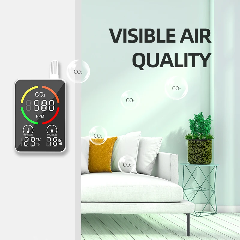 oem CO2 Detector Temperature and Humidity and Air Quality Monitor with Auto Alarm CO2 Monitor Gas Analyzer