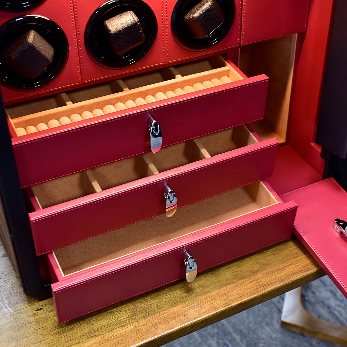 JIMBO High quality PU leather automatic vibrator watch winding watch winder luxury box