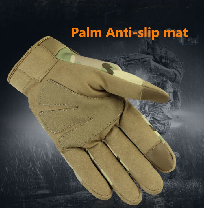 New camouflage anti-friction waterproof riding training racing  nylon rubber touch screen sport hunting gloves
