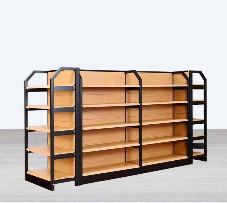 Factory Iron Wood Style Shelves Gas Station Black Metal Wall Shelves