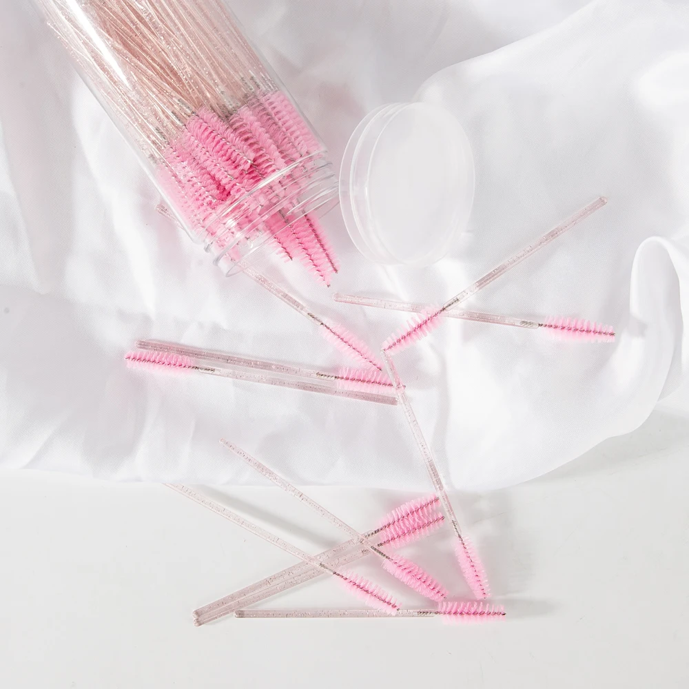 Cosmetic Makeup Tools 100 Pcs Disposable Eyelash Brushes Lash Mascara Wands Eyebrow Spoolie Applicator Set With Bottle