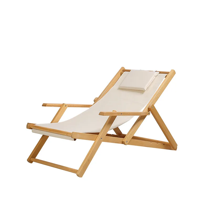  Pine Armrest Easy Recliner Oxford Canvas Flat Lounge Sling Chairs Accompanying Folding Lunch Break Portable
