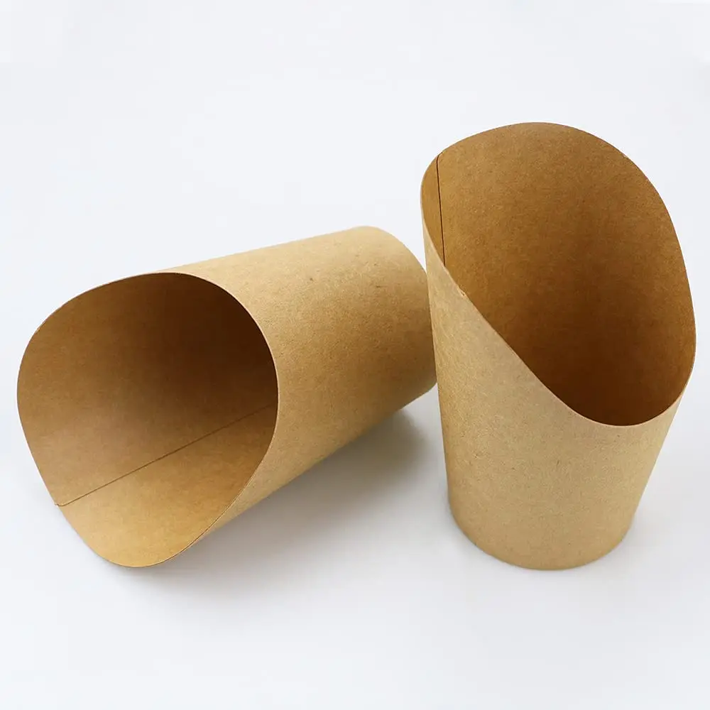 Custom Brown Kraft Chip French Fries Holder Disposable Paper Cup Snack Food Grade Cup