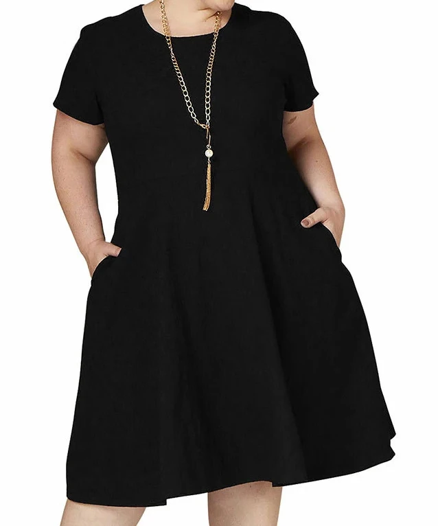 Low Price Fashion Female Pure Color Plus Size Fat Ladies Short Sleeve Shirt Dress Mini Shirt Casual Dress