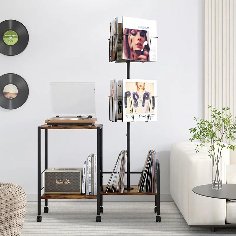 Modern Vinyl Records Storage Rack With Vinyl Records Albums Book Holder Metal Record Player Stand